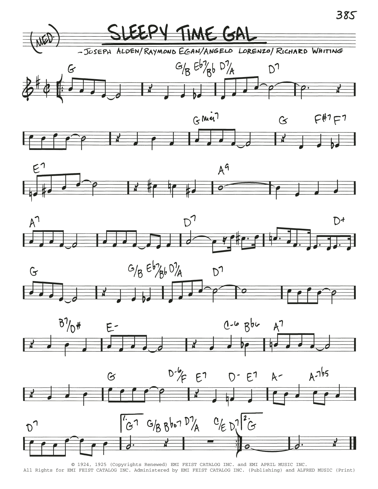 Joseph Alden Sleepy Time Gal sheet music notes and chords arranged for Real Book – Melody & Chords
