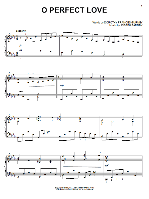Joseph Barnby O Perfect Love sheet music notes and chords arranged for Piano, Vocal & Guitar Chords (Right-Hand Melody)