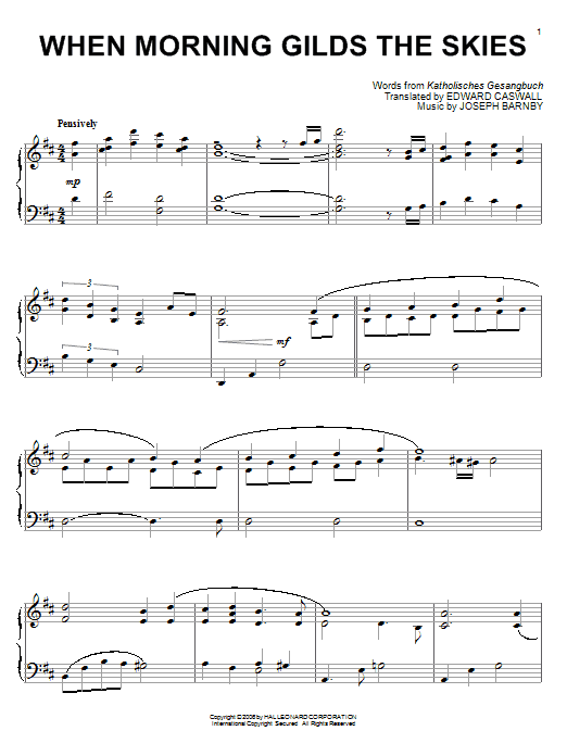 Joseph Barnby When Morning Gilds The Skies sheet music notes and chords arranged for Piano Solo