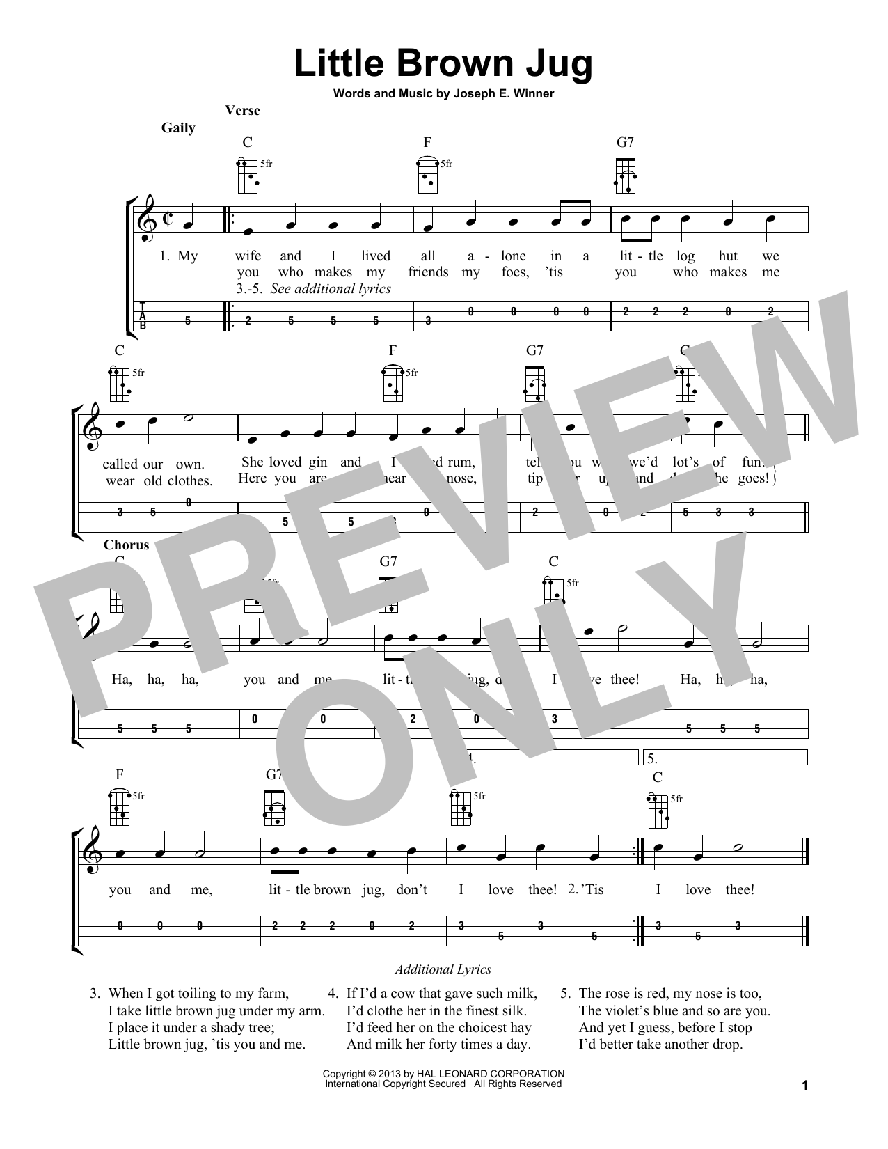 Joseph E. Winner Little Brown Jug (arr. Bobby Westfall) sheet music notes and chords arranged for Mandolin