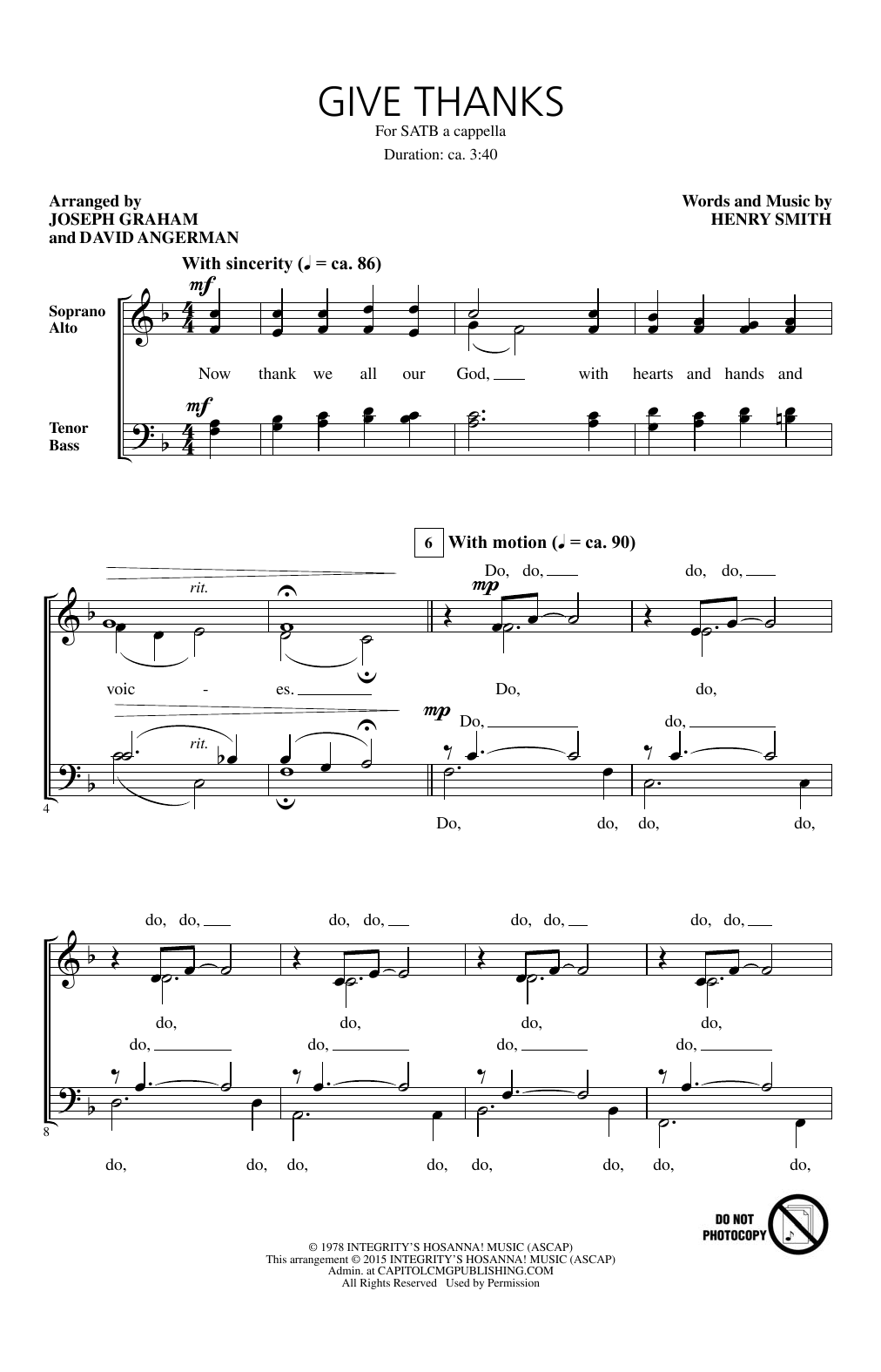 Joseph Graham Give Thanks sheet music notes and chords arranged for SATB Choir