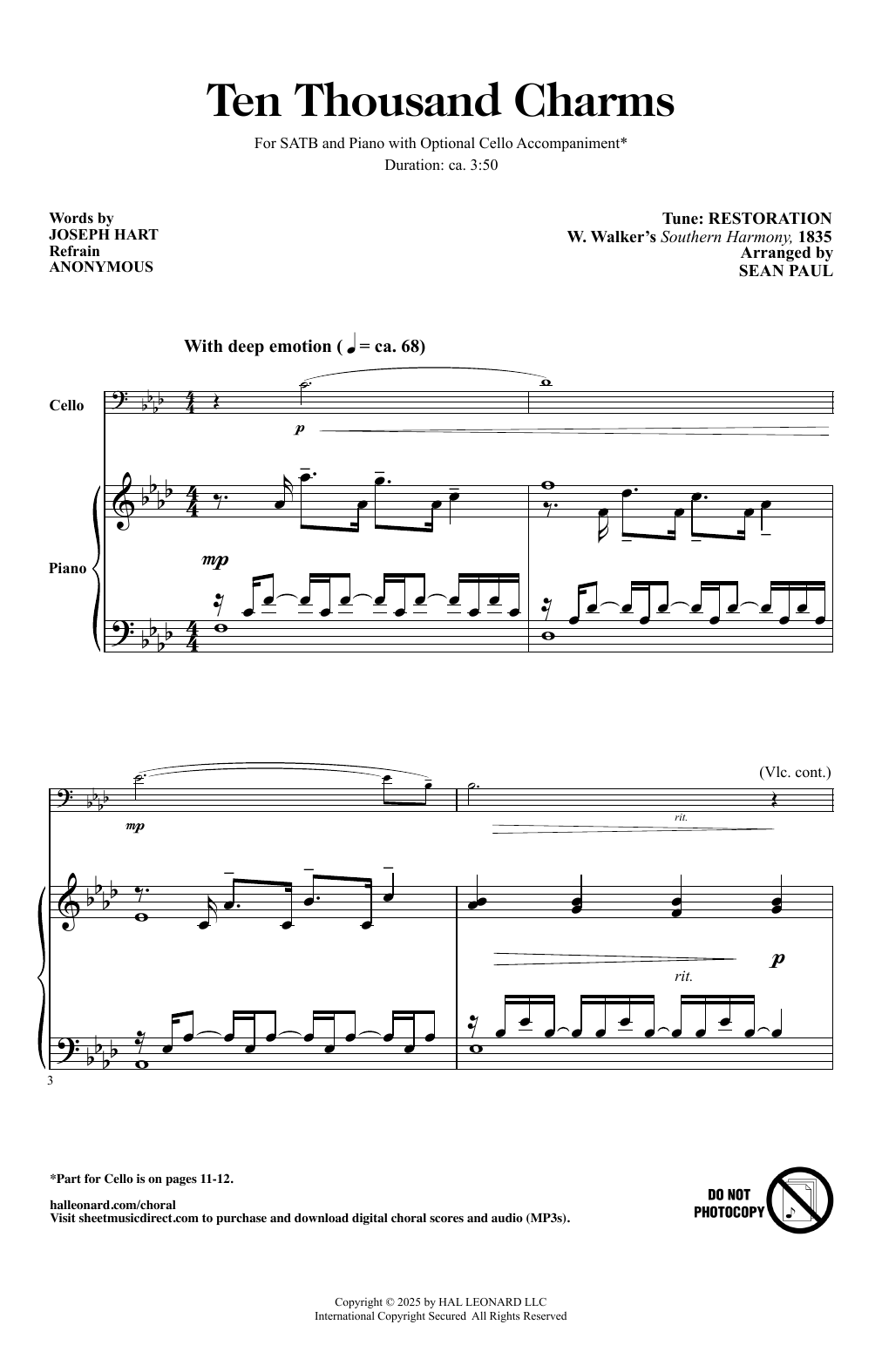 Joseph Hart Ten Thousand Charms sheet music notes and chords arranged for SATB Choir