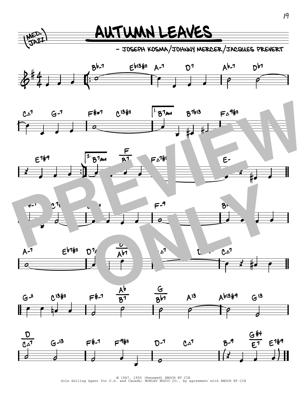 Joseph Kosma Autumn Leaves (arr. David Hazeltine) sheet music notes and chords arranged for Real Book – Enhanced Chords