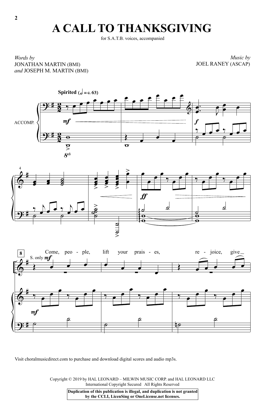 Joseph M. Martin A Call To Thanksgiving sheet music notes and chords arranged for SATB Choir