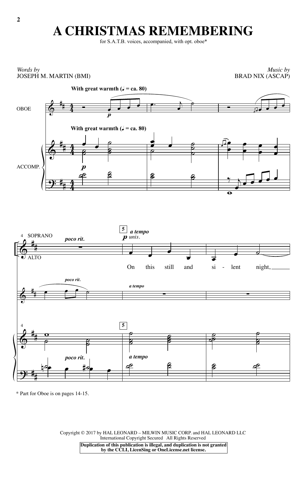 Joseph M. Martin A Christmas Remembering sheet music notes and chords arranged for SATB Choir
