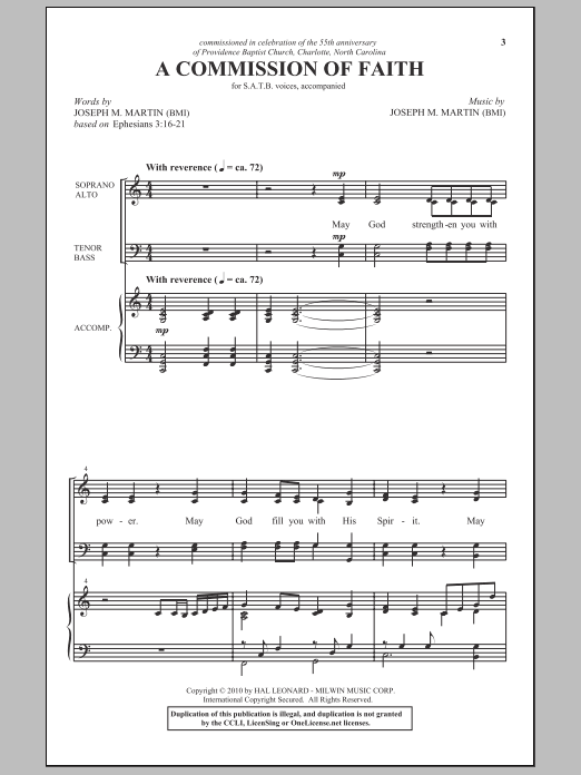 Joseph M. Martin A Commission Of Faith sheet music notes and chords arranged for SATB Choir