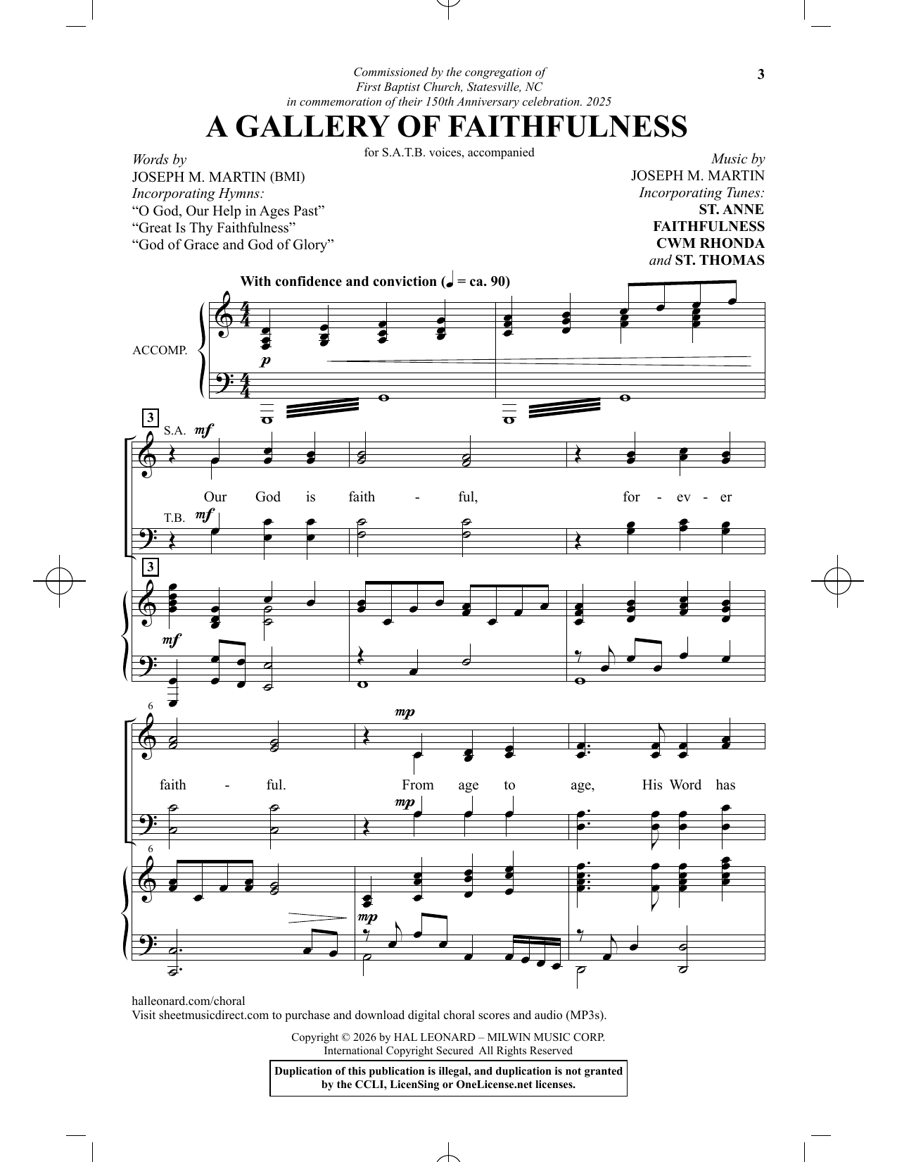 Joseph M. Martin A Gallery Of Faithfulness sheet music notes and chords arranged for SATB Choir