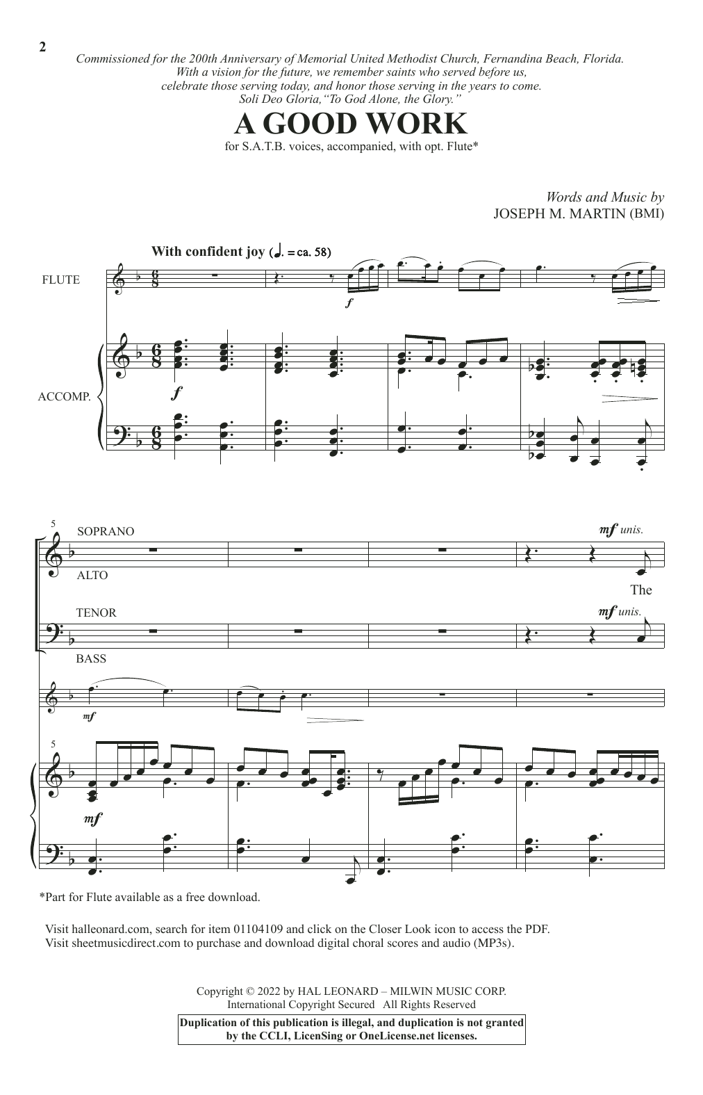Joseph M. Martin A Good Work sheet music notes and chords arranged for SATB Choir
