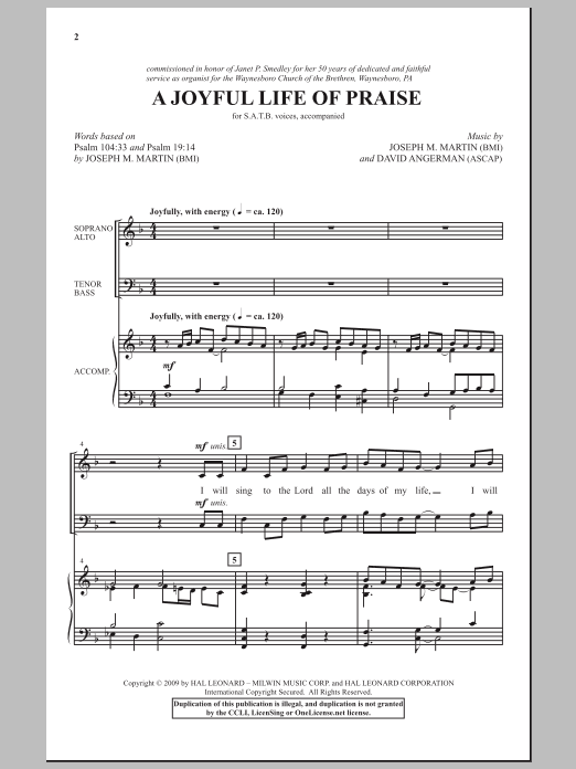 Joseph M. Martin A Joyful Life Of Praise sheet music notes and chords arranged for SATB Choir