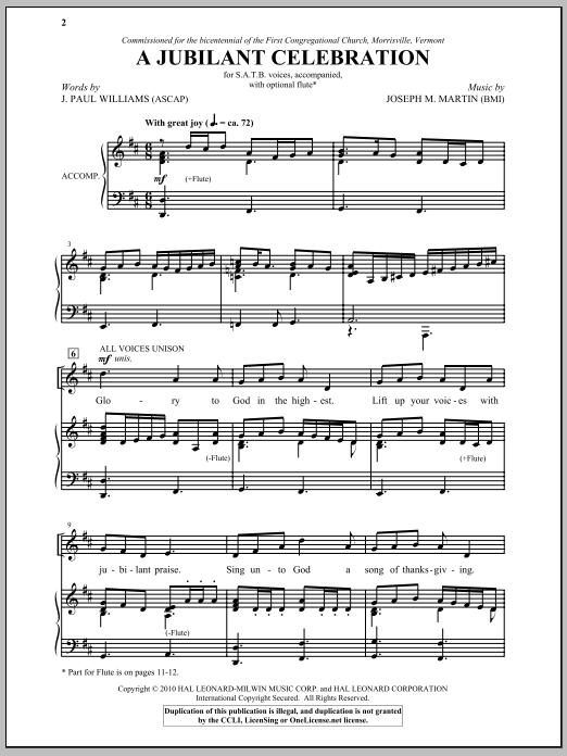Joseph M. Martin A Jubilant Celebration sheet music notes and chords arranged for SATB Choir