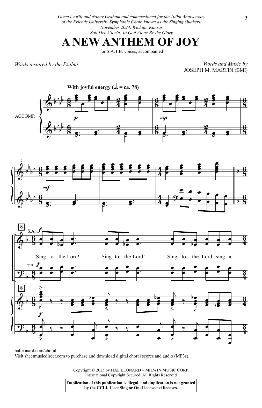 Joseph M. Martin A New Anthem Of Joy sheet music notes and chords arranged for SATB Choir