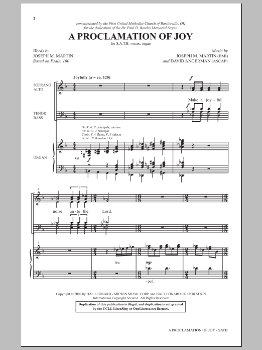Joseph M. Martin A Proclamation Of Joy sheet music notes and chords arranged for SATB Choir