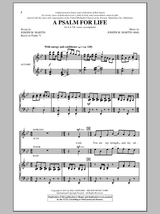 Joseph M. Martin A Psalm For Life sheet music notes and chords arranged for SATB Choir