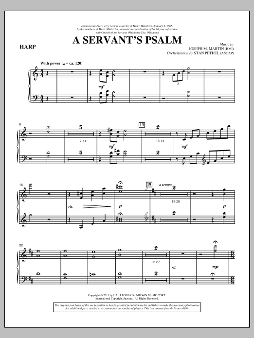 Joseph M. Martin A Servant's Psalm - Harp sheet music notes and chords arranged for Choir Instrumental Pak