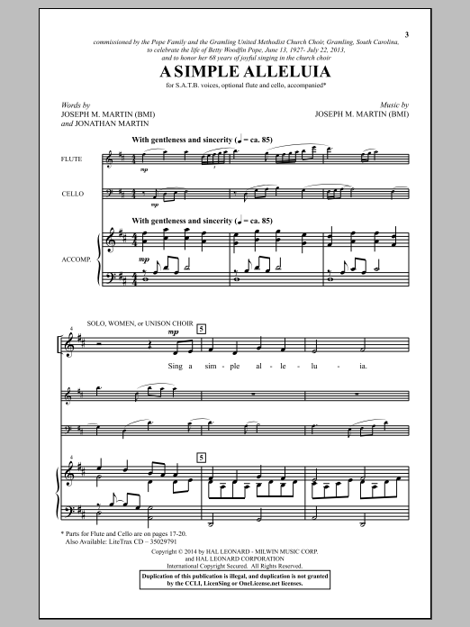 Joseph M. Martin A Simple Alleluia sheet music notes and chords arranged for SATB Choir