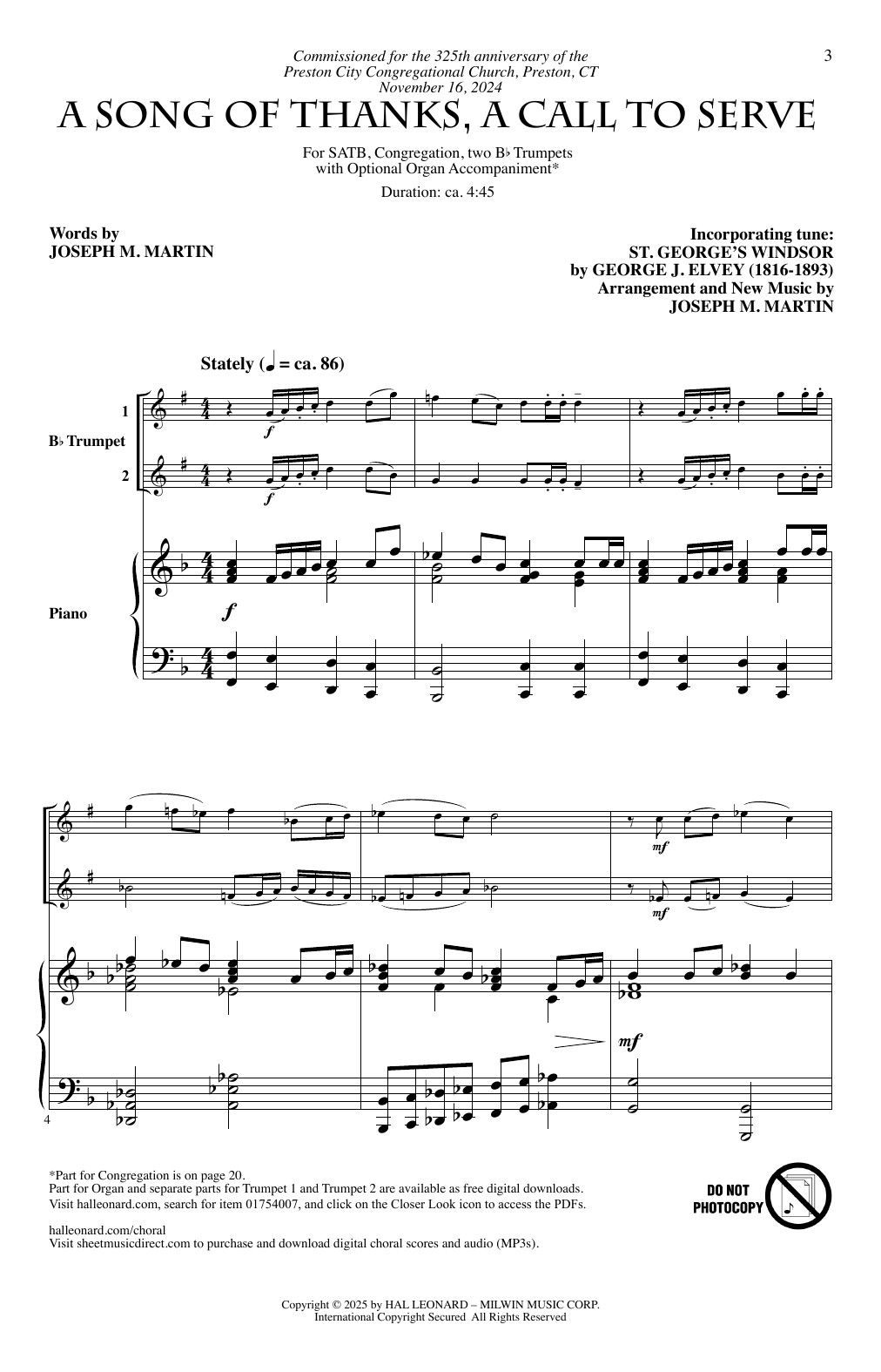 Joseph M. Martin A Song Of Thanks, A Call To Serve sheet music notes and chords arranged for SATB Choir