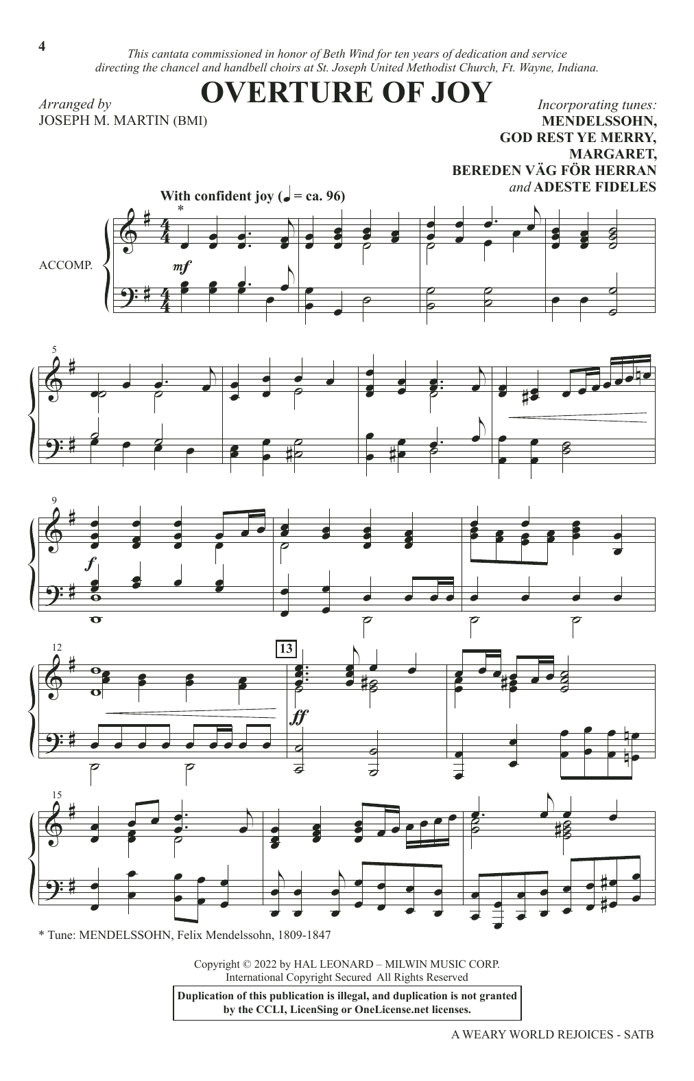 Joseph M. Martin A Weary World Rejoices (A Chamber Cantata For Christmas) sheet music notes and chords arranged for SATB Choir