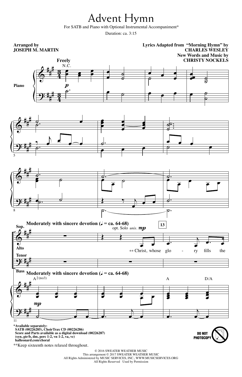 Joseph M. Martin Advent Hymn sheet music notes and chords arranged for SATB Choir