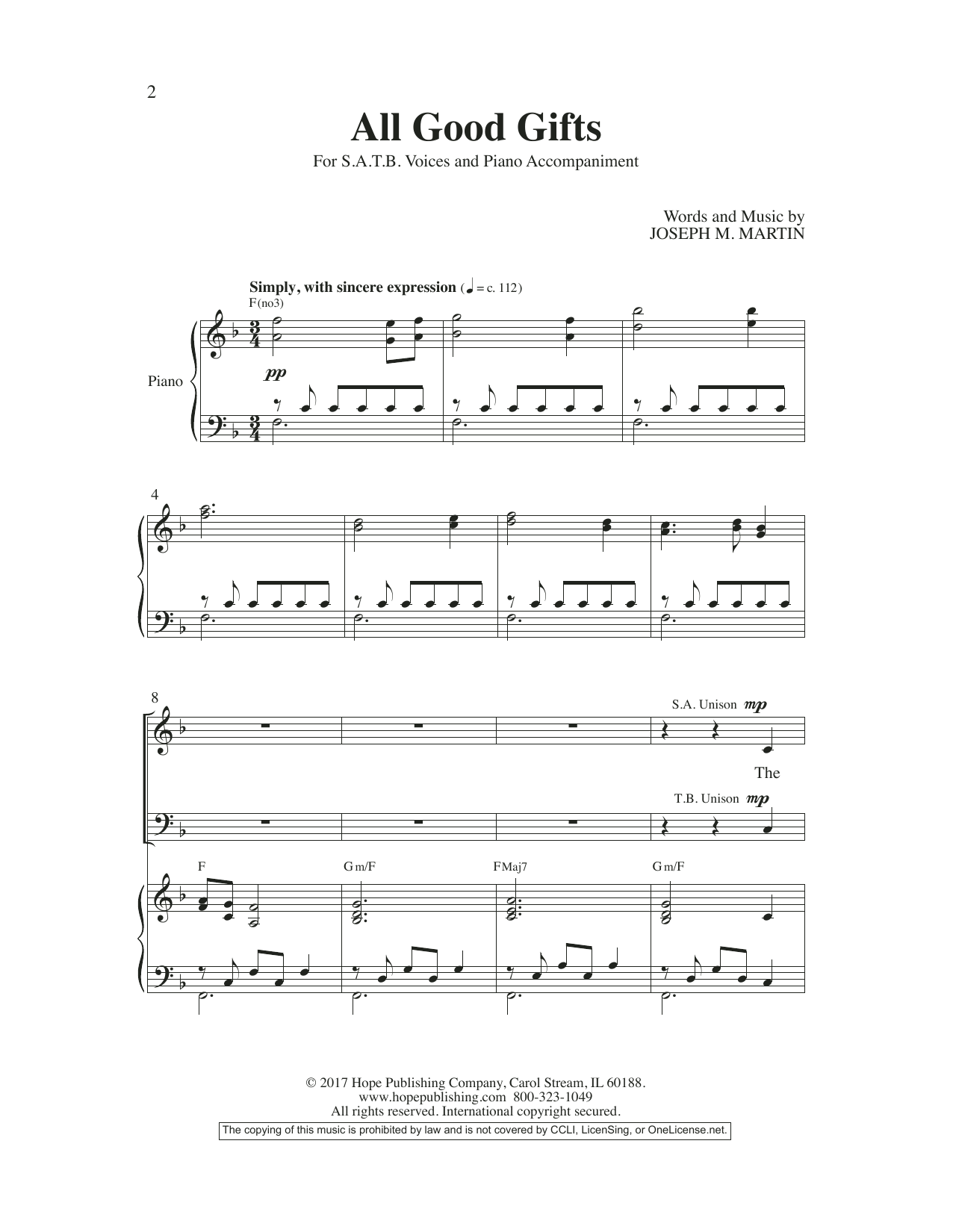 Joseph M. Martin All Good Gifts sheet music notes and chords arranged for SATB Choir
