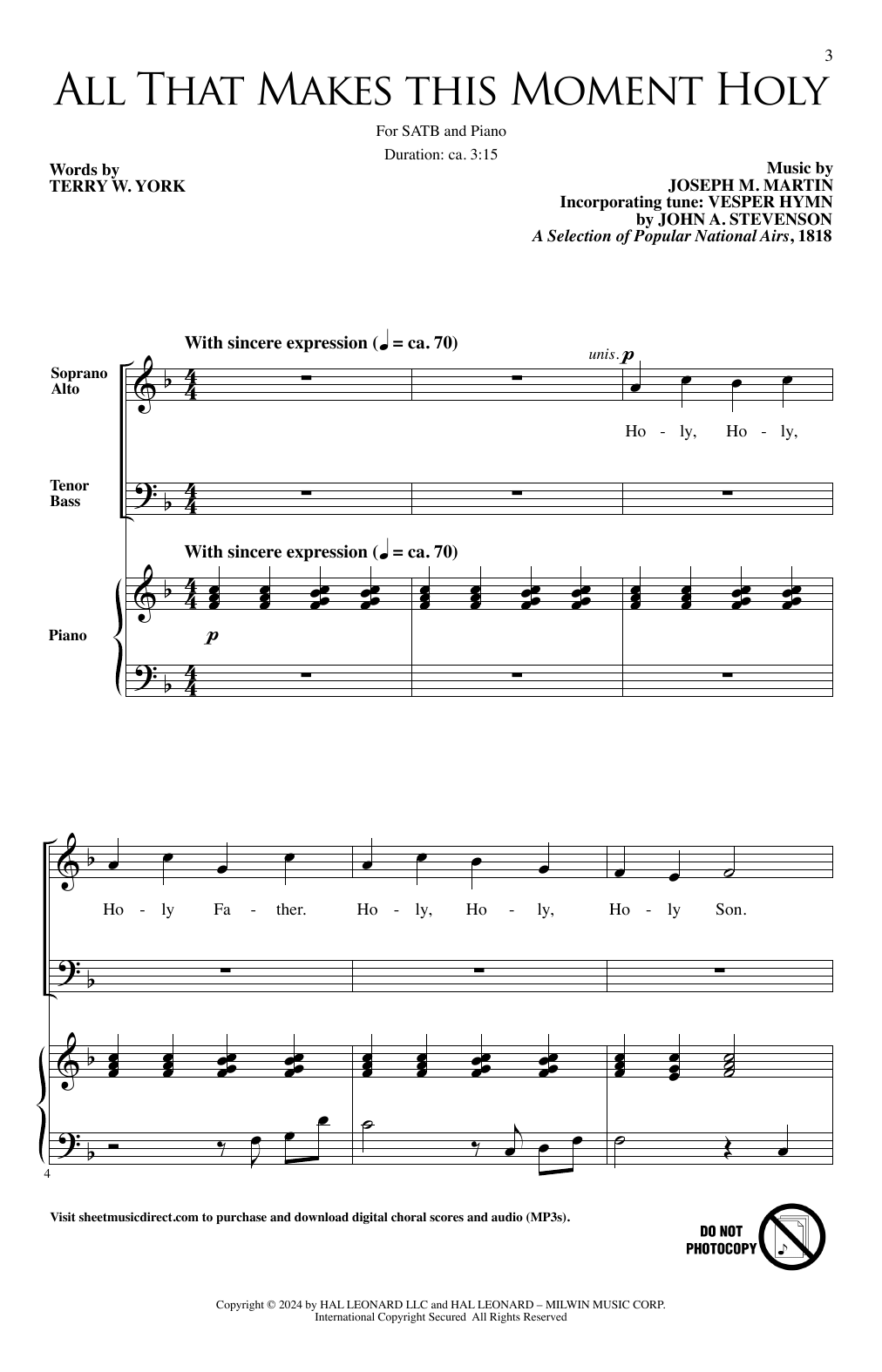 Joseph M. Martin All That Makes This Moment Holy sheet music notes and chords arranged for SATB Choir
