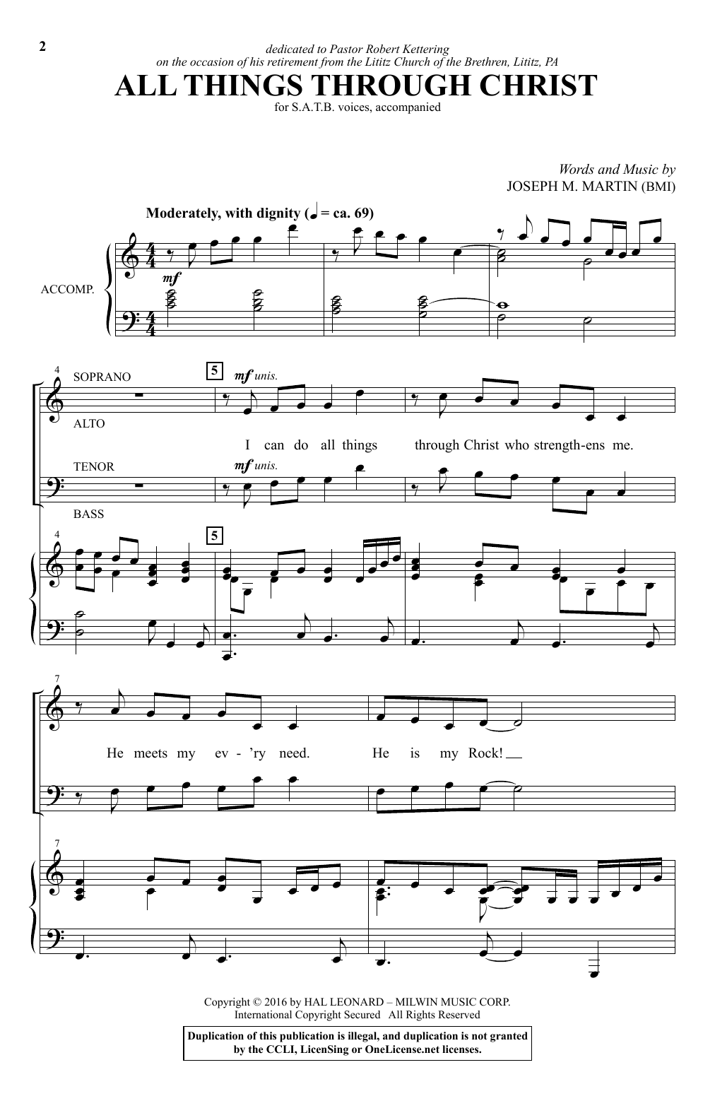 Joseph M. Martin All Things Through Christ sheet music notes and chords arranged for SATB Choir