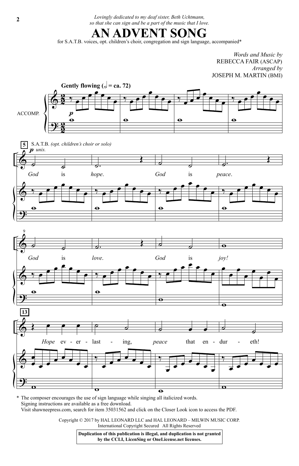Joseph M. Martin An Advent Song sheet music notes and chords arranged for SATB Choir