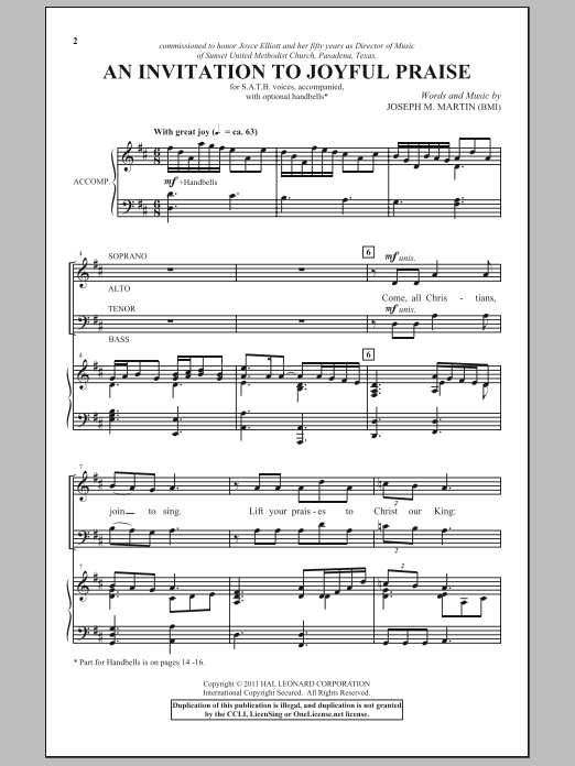 Joseph M. Martin An Invitation To Joyful Praise sheet music notes and chords arranged for SATB Choir