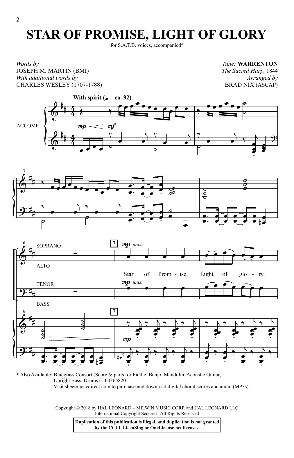 Joseph M. Martin and Charles Wesley Star Of Promise, Light Of Glory (arr. Brad Nix) sheet music notes and chords arranged for SATB Choir