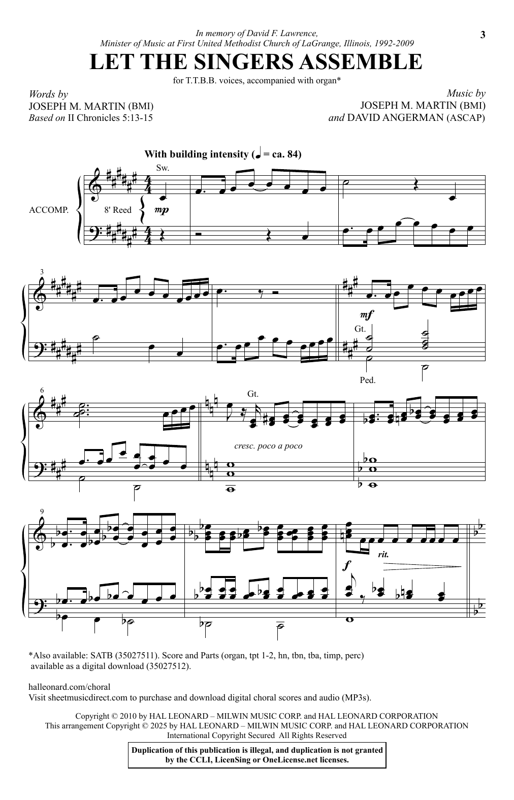 Joseph M. Martin and David Angerman Let The Singers Assemble sheet music notes and chords arranged for TTBB Choir
