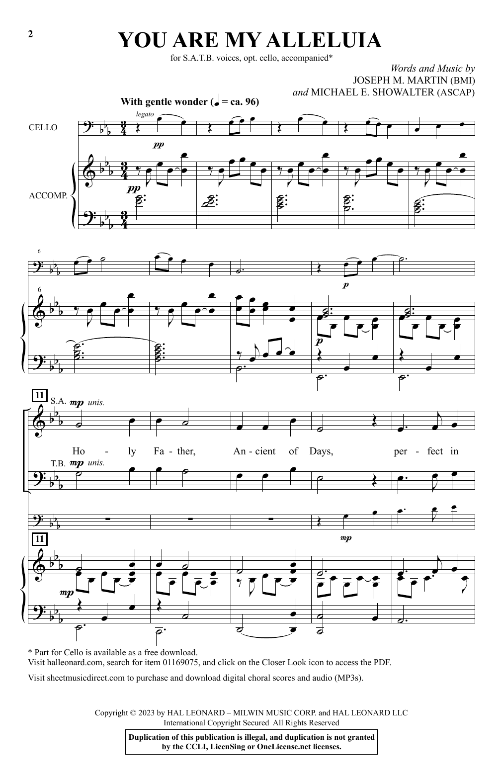 Joseph M. Martin and Michael E. Showalter You Are My Alleluia sheet music notes and chords arranged for SATB Choir
