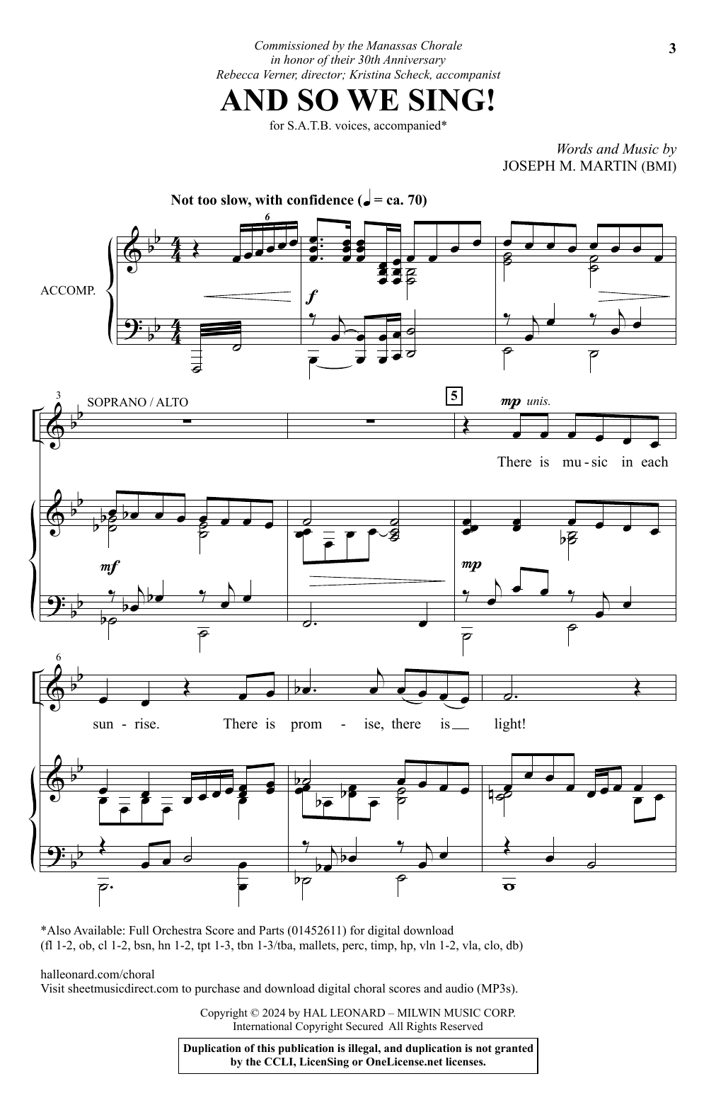 Joseph M. Martin And So We Sing! sheet music notes and chords arranged for SATB Choir