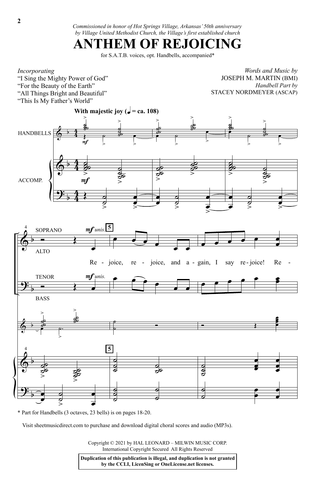 Joseph M. Martin Anthem Of Rejoicing sheet music notes and chords arranged for SATB Choir
