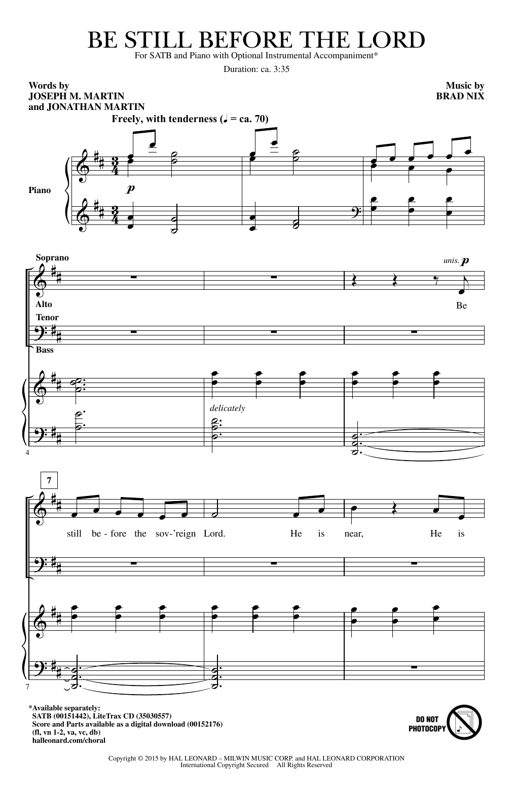 Joseph M. Martin Be Still Before The Lord sheet music notes and chords arranged for SATB Choir
