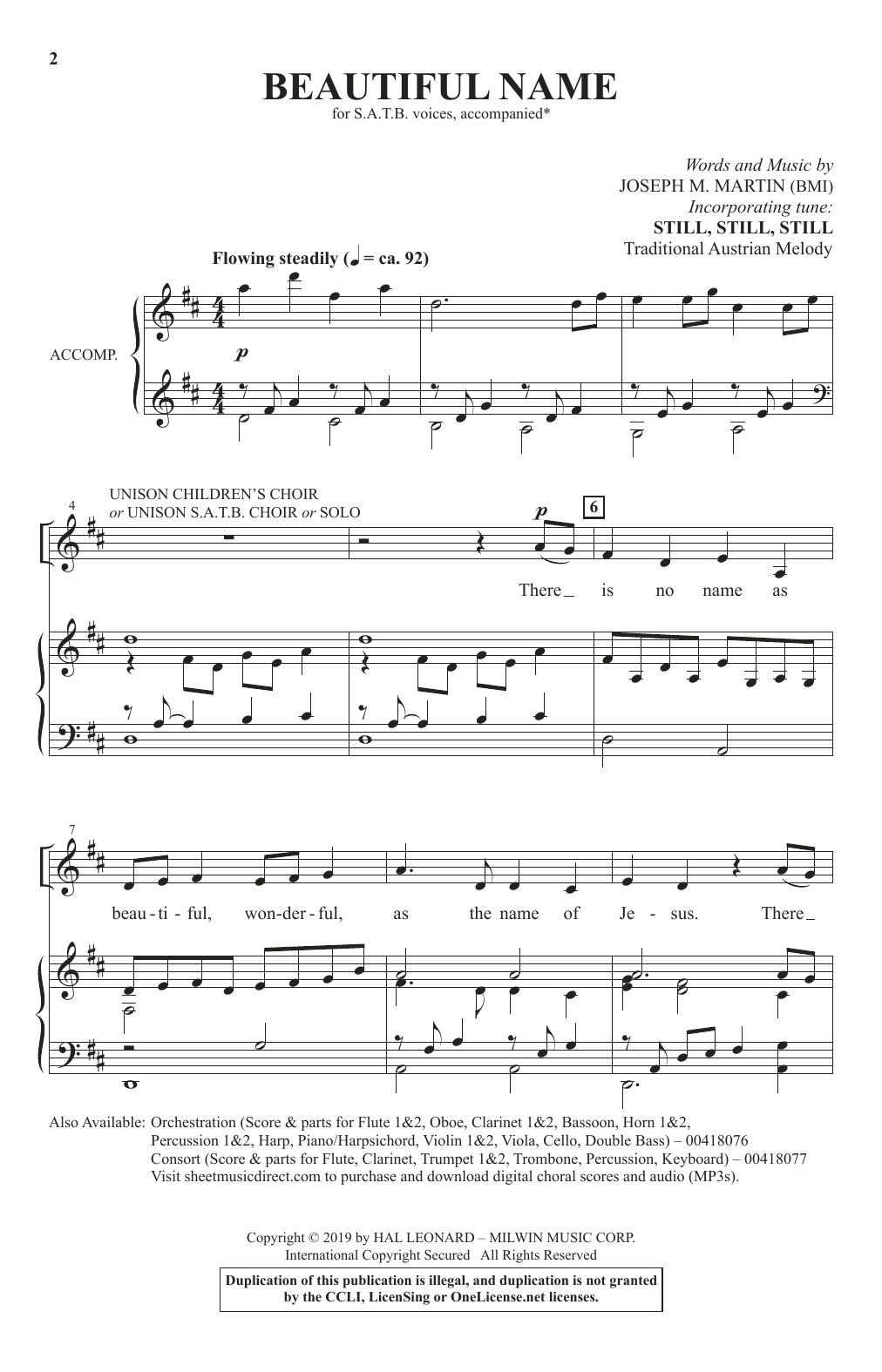 Joseph M. Martin Beautiful Name sheet music notes and chords arranged for SATB Choir