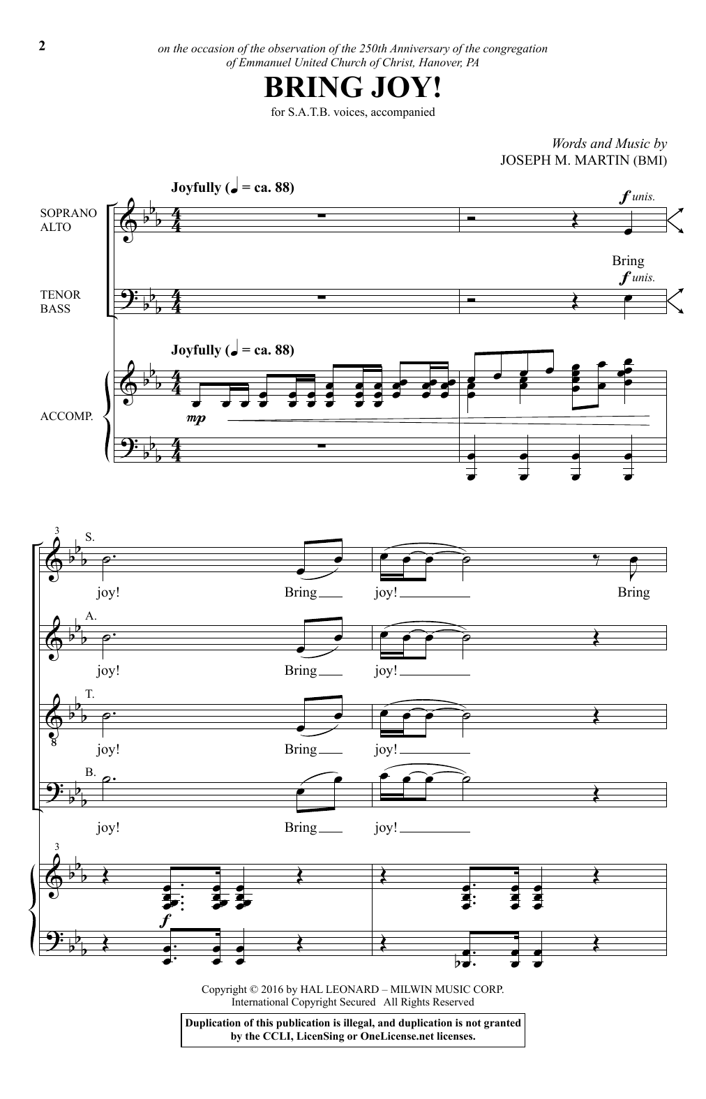 Joseph M. Martin Bring Joy! sheet music notes and chords arranged for SATB Choir