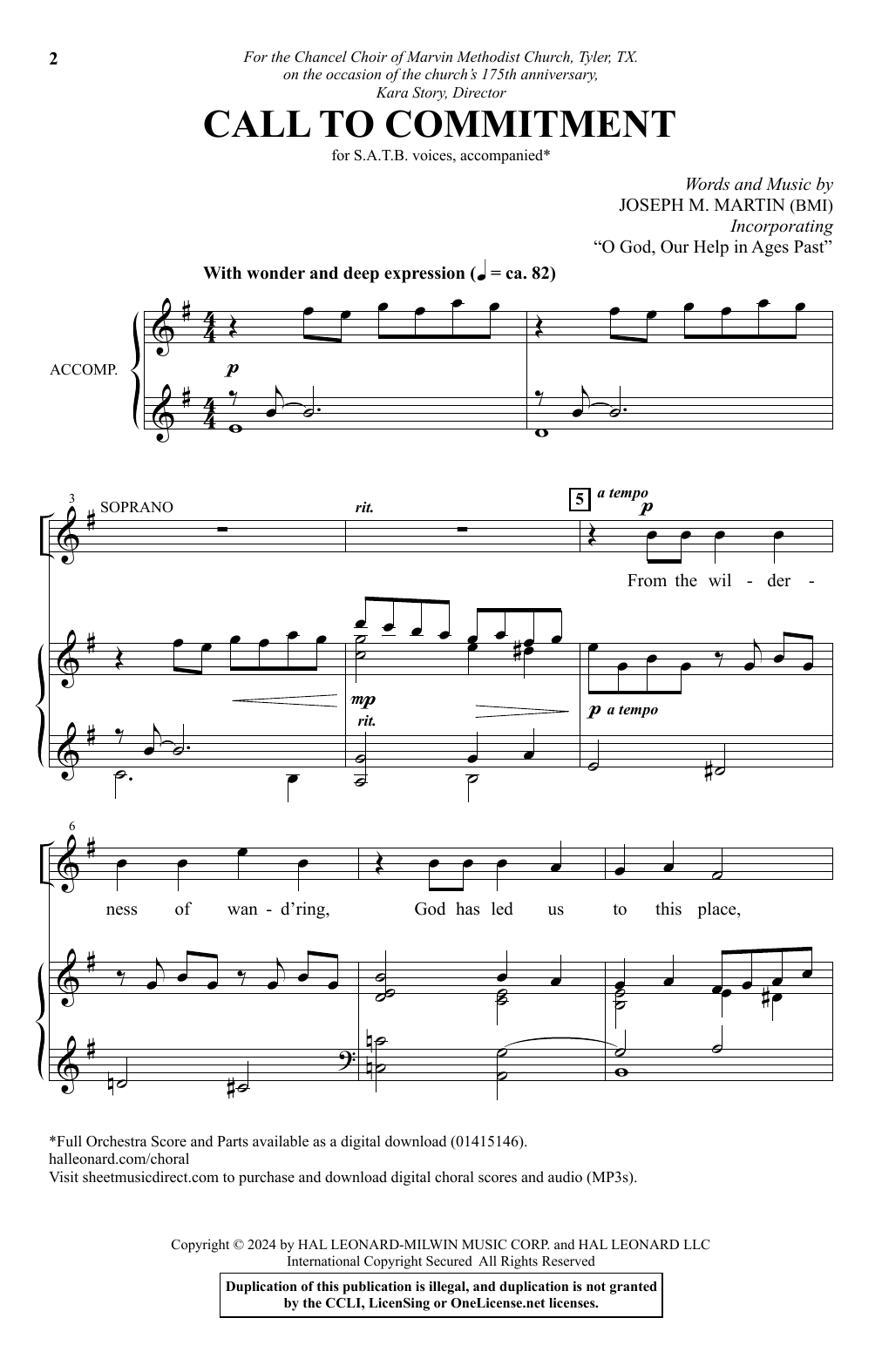 Joseph M. Martin Call To Commitment sheet music notes and chords arranged for SATB Choir