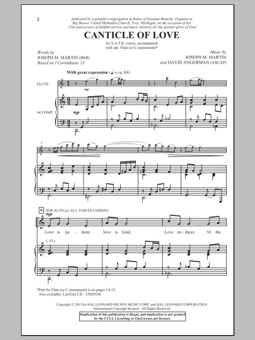 Joseph M. Martin Canticle Of Love sheet music notes and chords arranged for SATB Choir