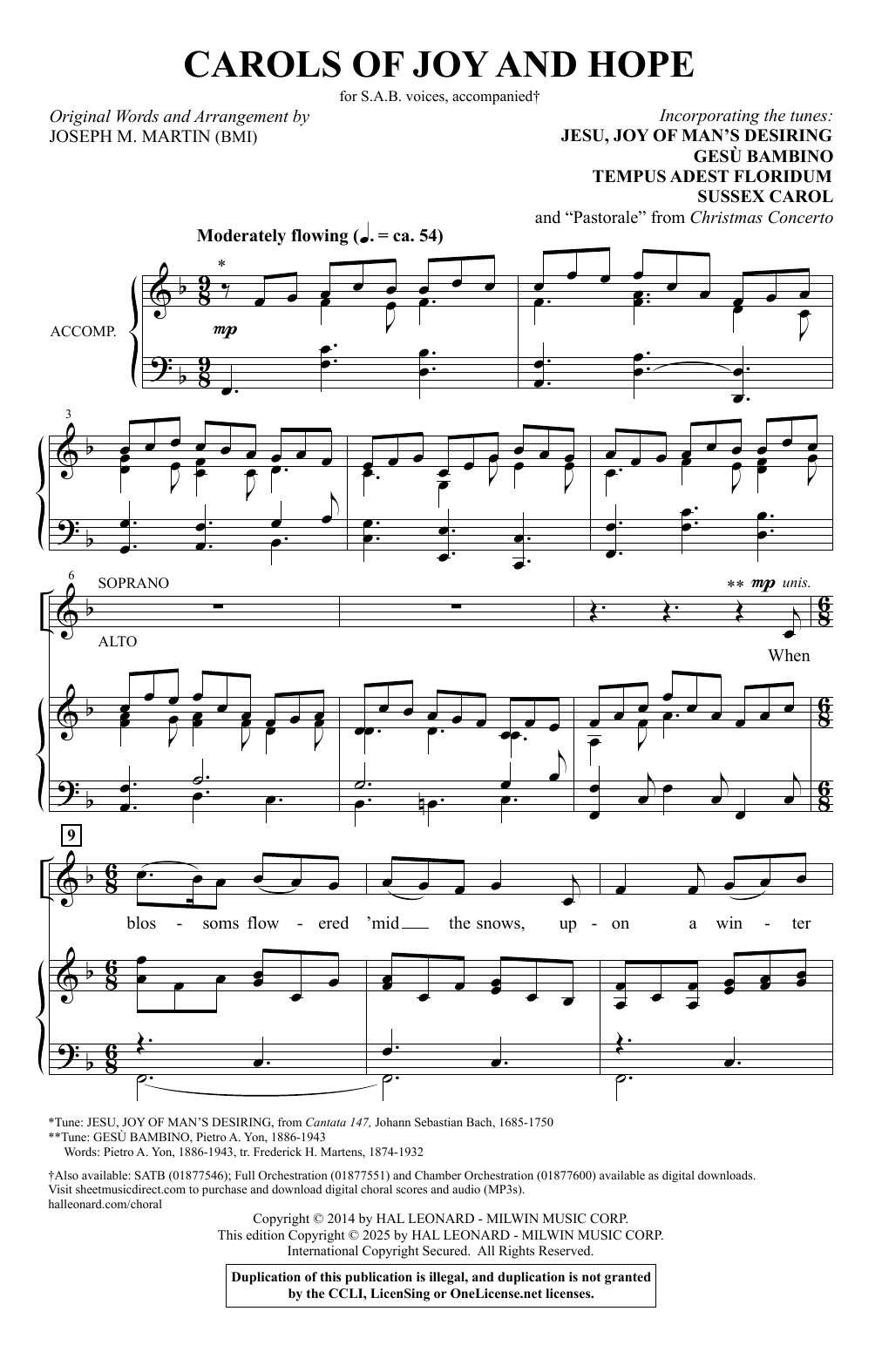 Joseph M. Martin Carols Of Joy And Hope sheet music notes and chords arranged for SATB Choir