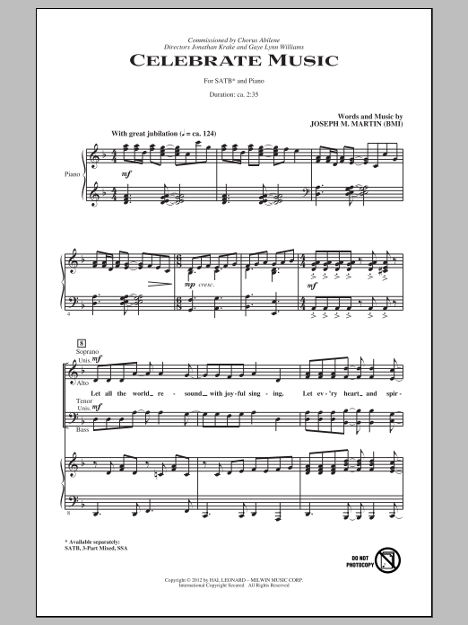 Joseph M. Martin Celebrate Music sheet music notes and chords arranged for SATB Choir