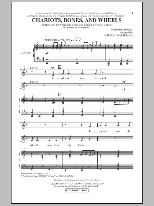 Joseph M. Martin Chariots, Bones, And Wheels sheet music notes and chords arranged for 2-Part Choir