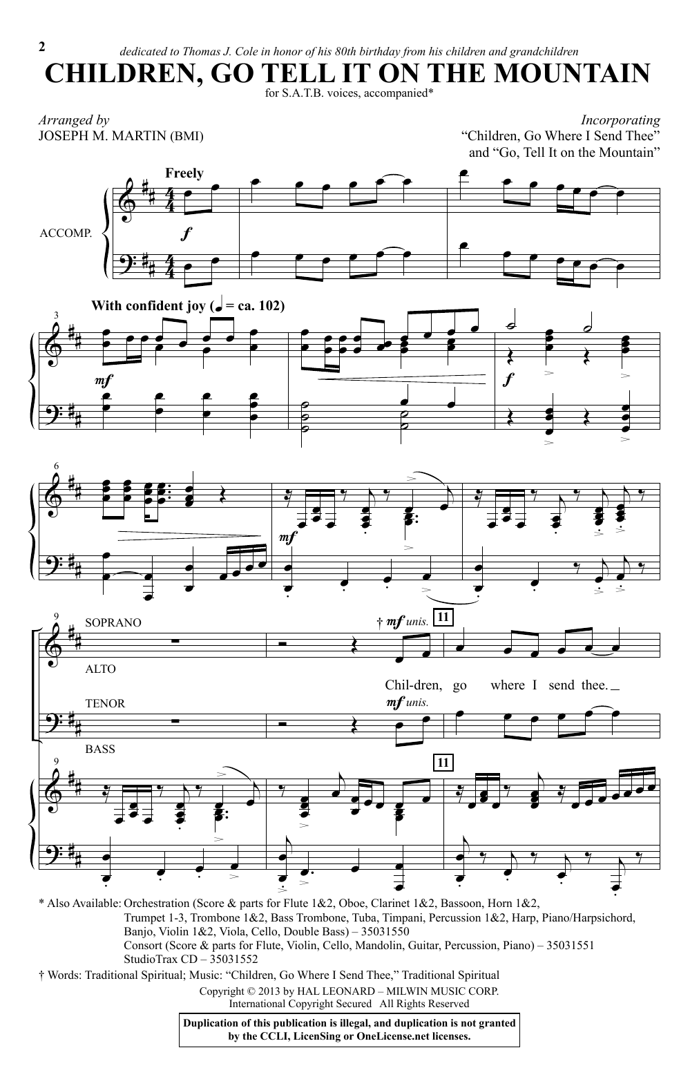 Joseph M. Martin Children, Go Tell It On The Mountain sheet music notes and chords arranged for SATB Choir