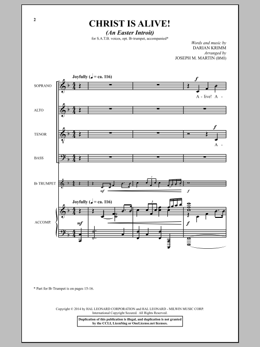 Joseph M. Martin Christ Is Alive! (An Easter Introit) sheet music notes and chords arranged for Choir