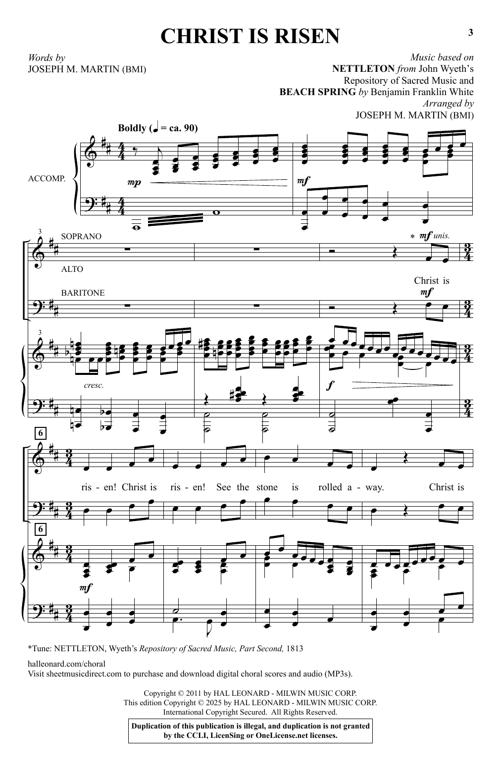 Joseph M. Martin Christ Is Risen sheet music notes and chords arranged for SAB Choir