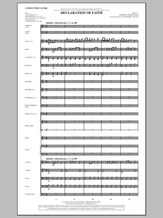 Joseph M. Martin Declaration Of Faith - Score sheet music notes and chords arranged for Choir Instrumental Pak