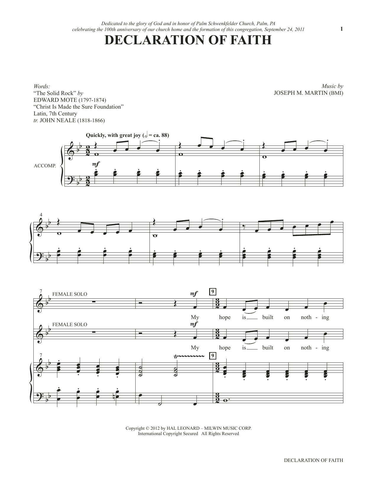 Joseph M. Martin Declaration Of Faith (from Voices Together: Duets for Sanctuary Singers) sheet music notes and chords arranged for Vocal Duet