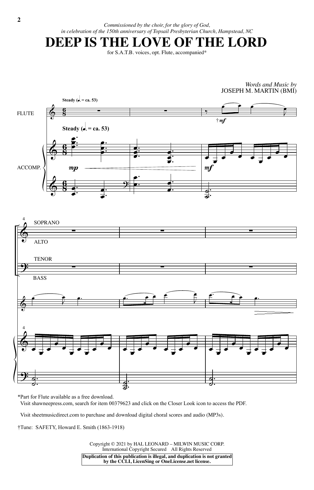 Joseph M. Martin Deep Is The Love Of The Lord sheet music notes and chords arranged for SATB Choir