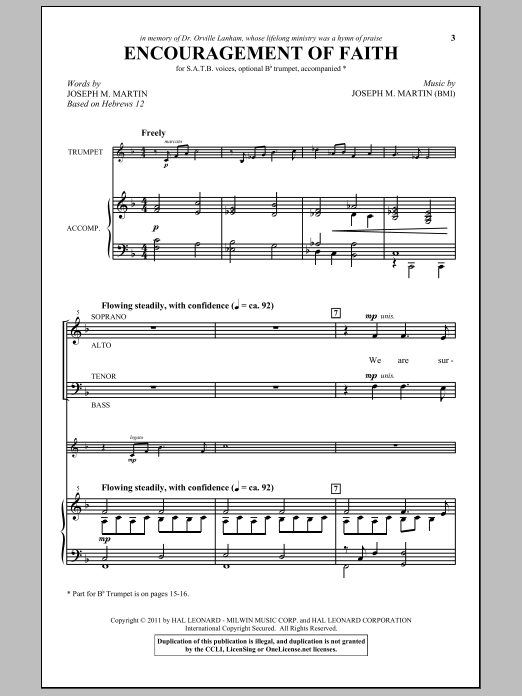 Joseph M. Martin Encouragement Of Faith sheet music notes and chords arranged for SATB Choir