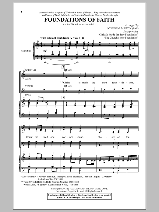 Joseph M. Martin Foundations Of Faith sheet music notes and chords arranged for SATB Choir