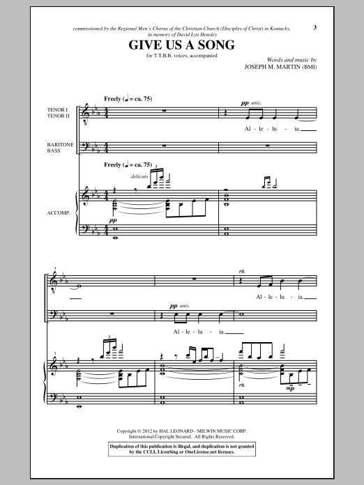 Joseph M. Martin Give Us A Song sheet music notes and chords arranged for TTBB Choir