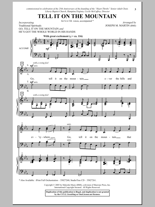 Joseph M. Martin Go, Tell It On The Mountain sheet music notes and chords arranged for SATB Choir